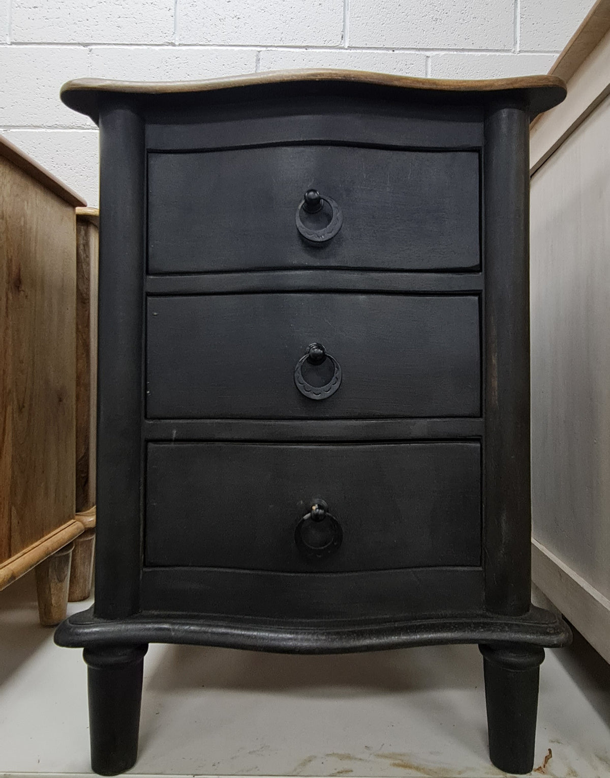 3 Drawer Bedside - Black