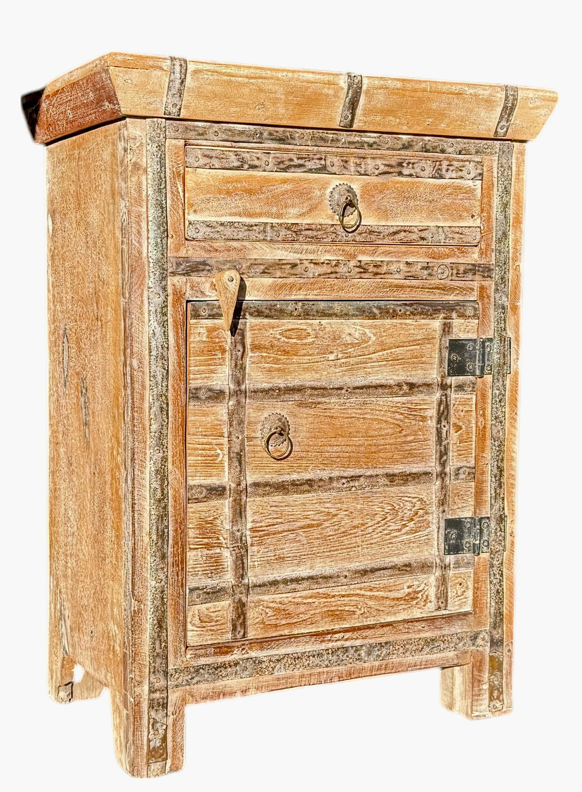 Wooden cabinet with a rustic design on a white background