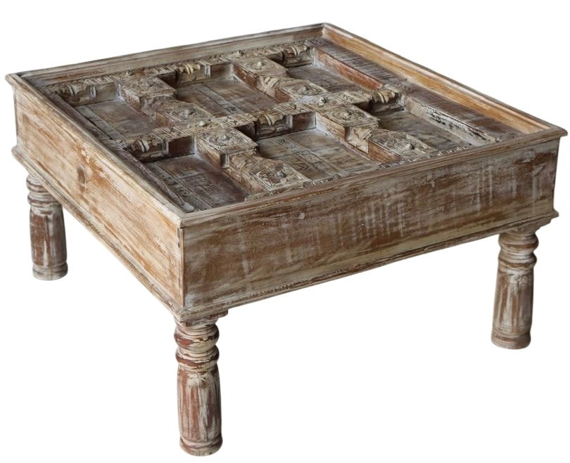 Old door square coffee table