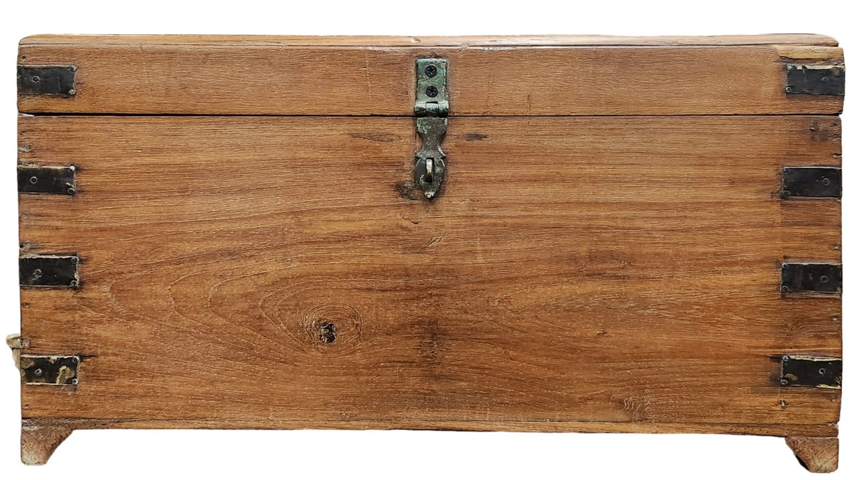 Antique Indian Teak Pitara Dowry Chest