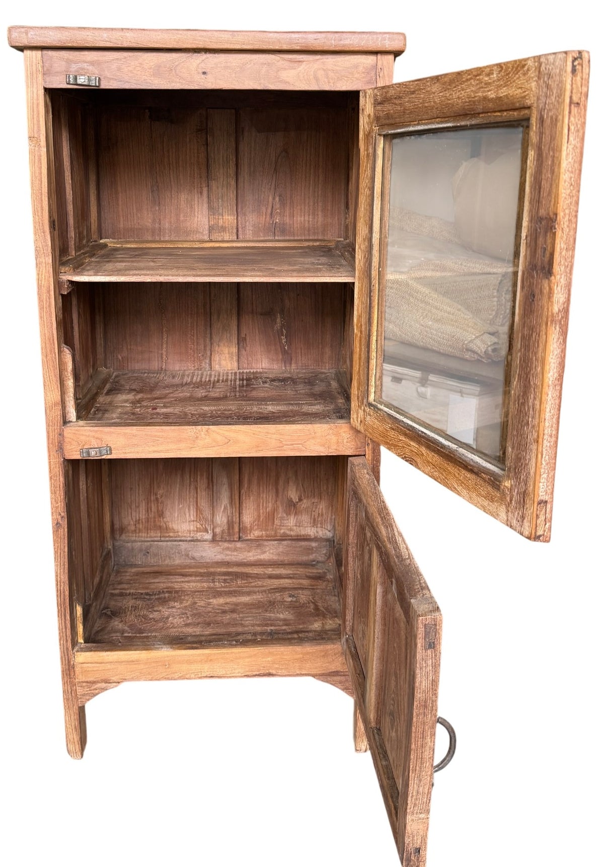 Teak single door glass cabinet