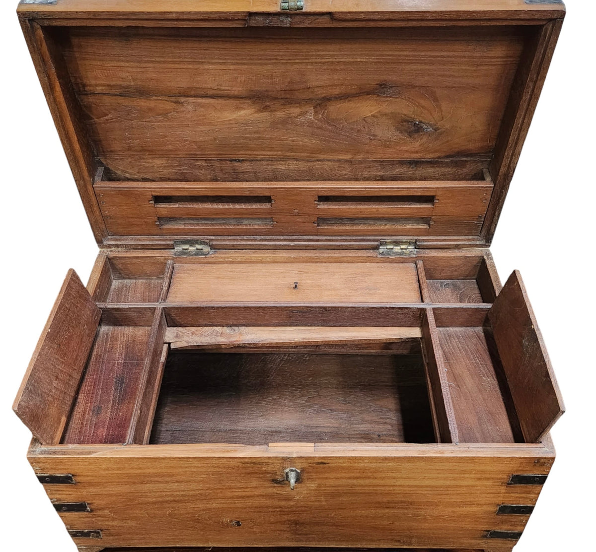 Antique Indian Teak Pitara Dowry Chest