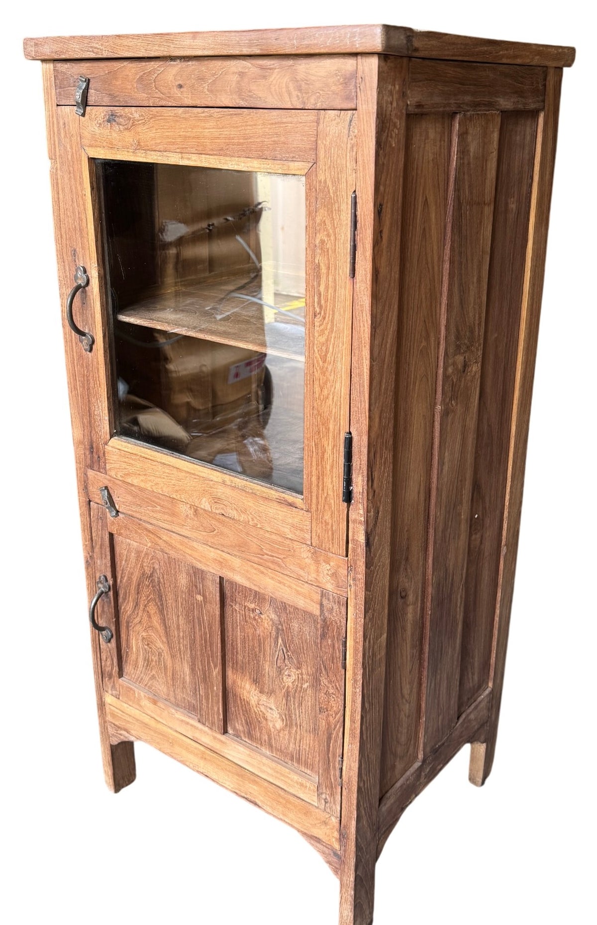 Teak single door glass cabinet