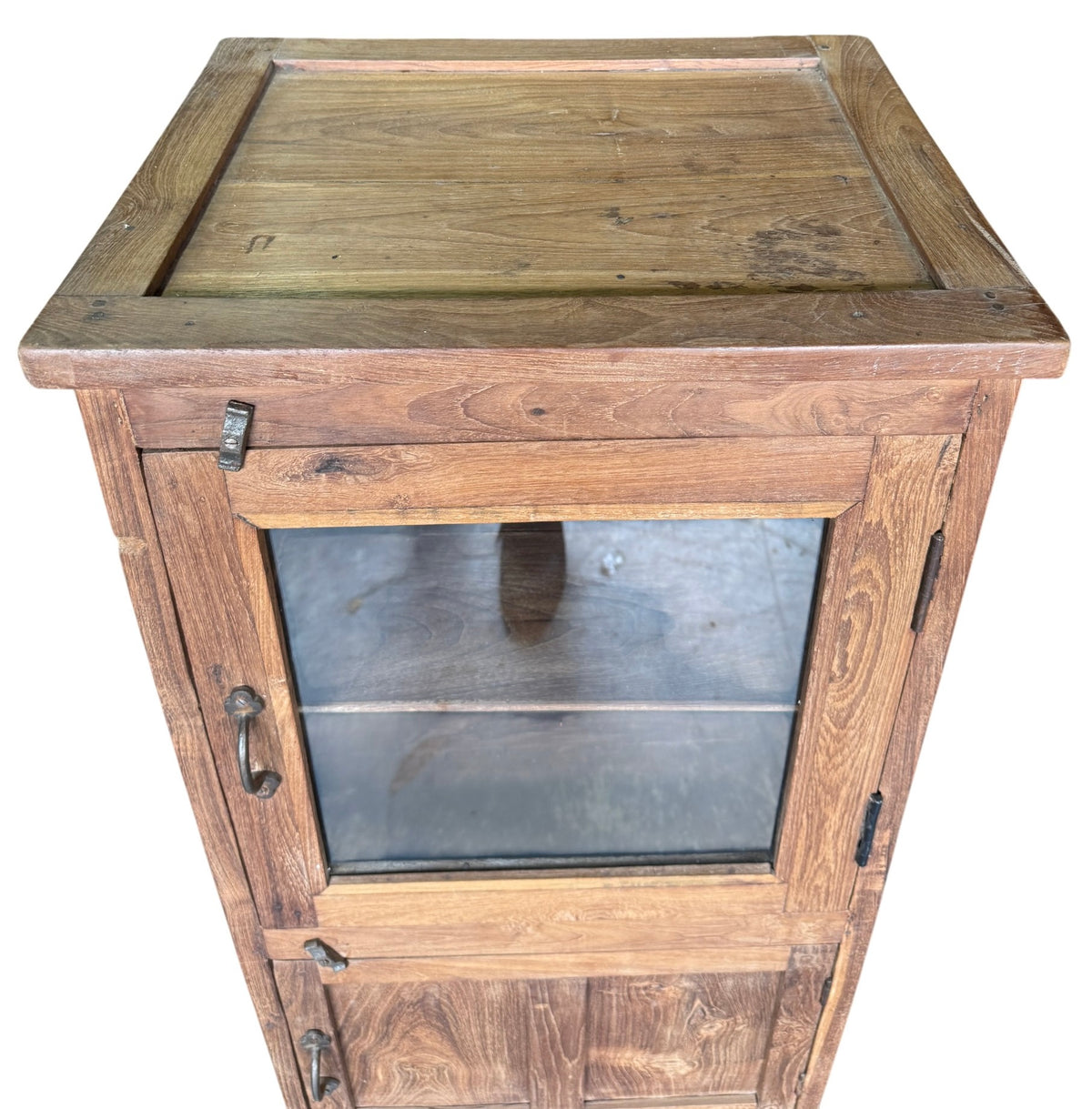 Teak single door glass cabinet