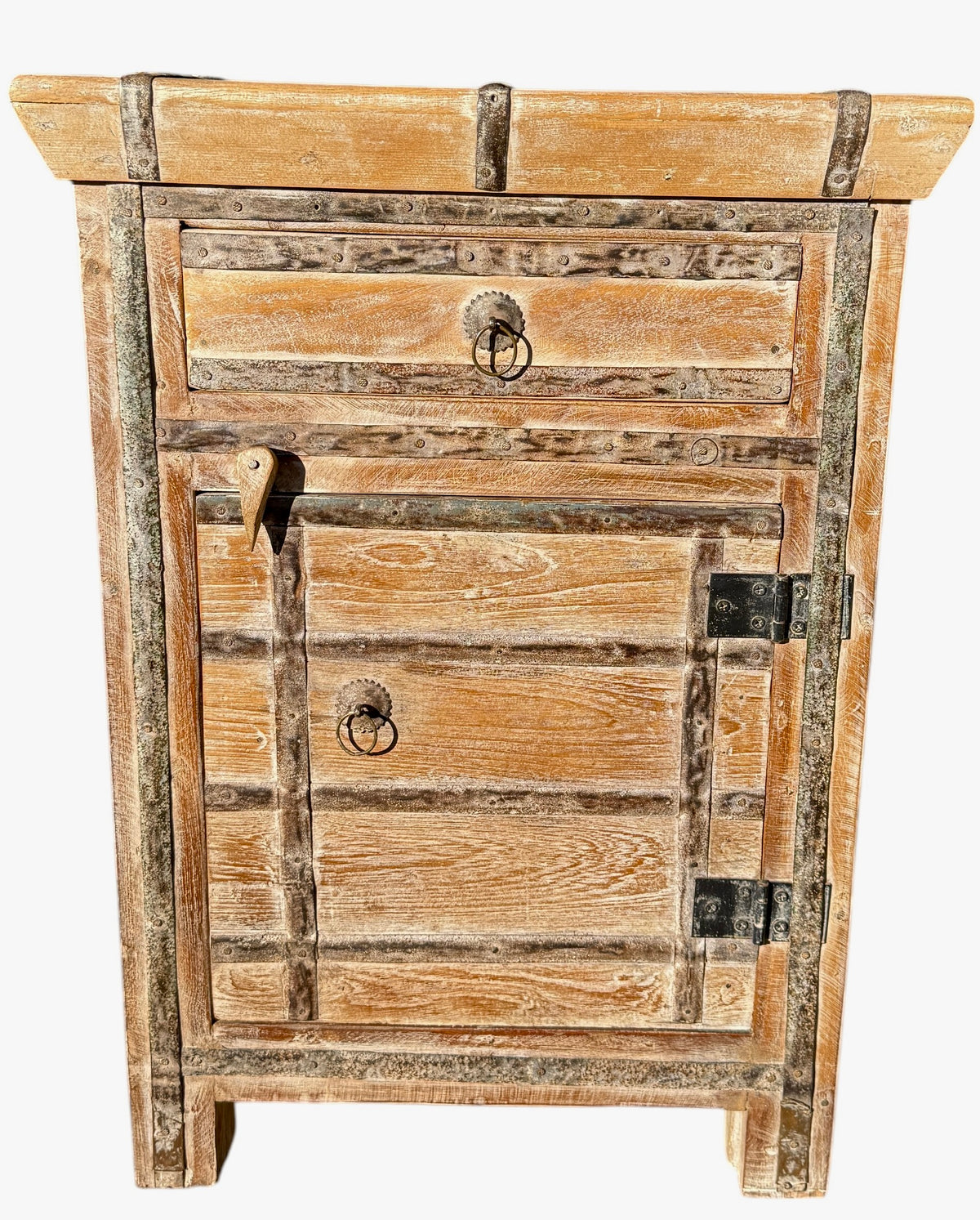 Wooden cabinet with a rustic design on a white background