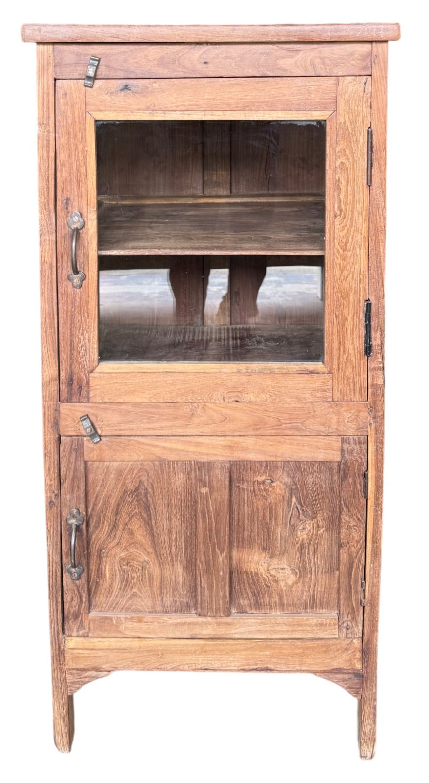 Teak single door glass cabinet