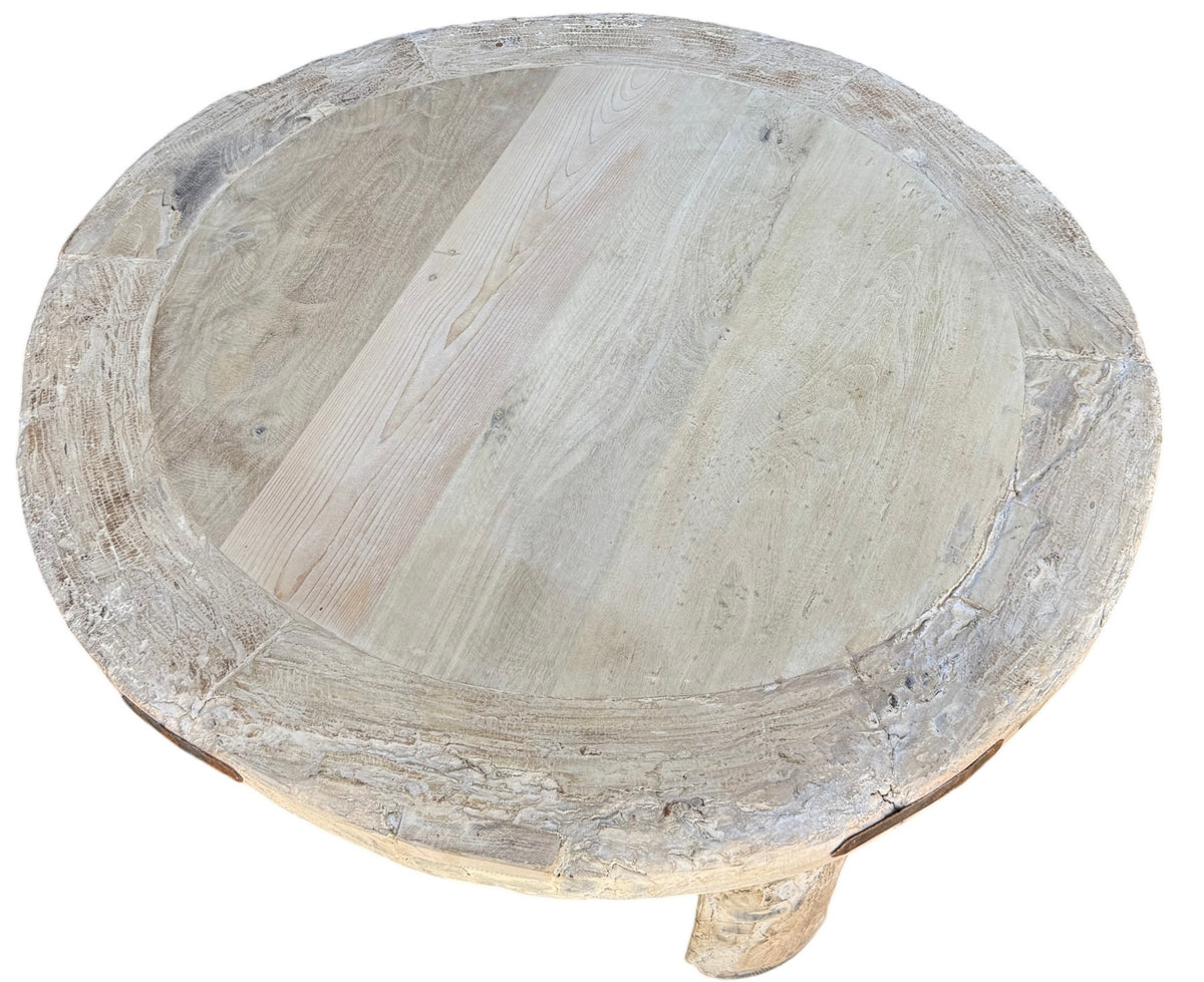 Round cart wheel coffee table