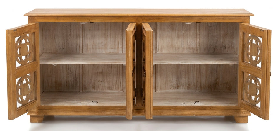 4 door timber & brass sideboard