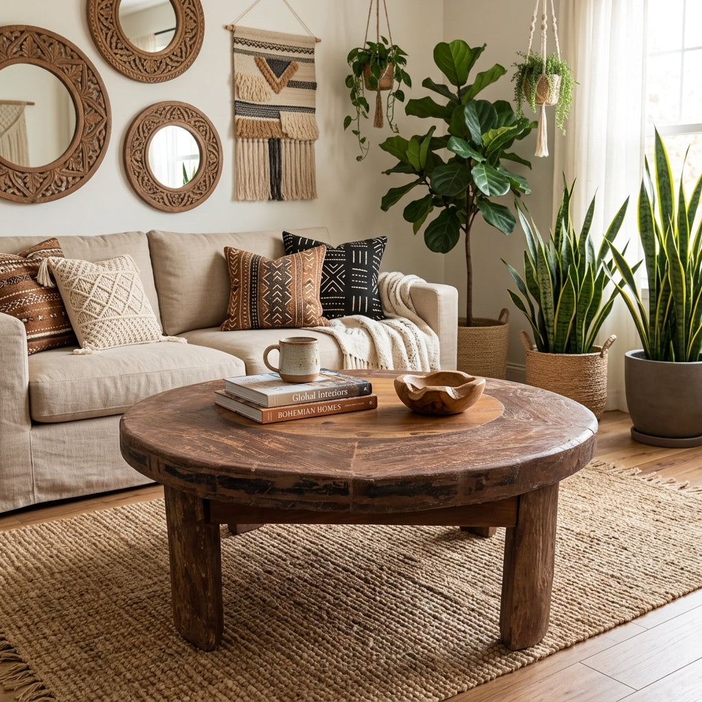 Camel cart rustic coffee table