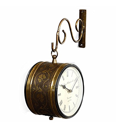 Double Sided Railway Clock Brass
