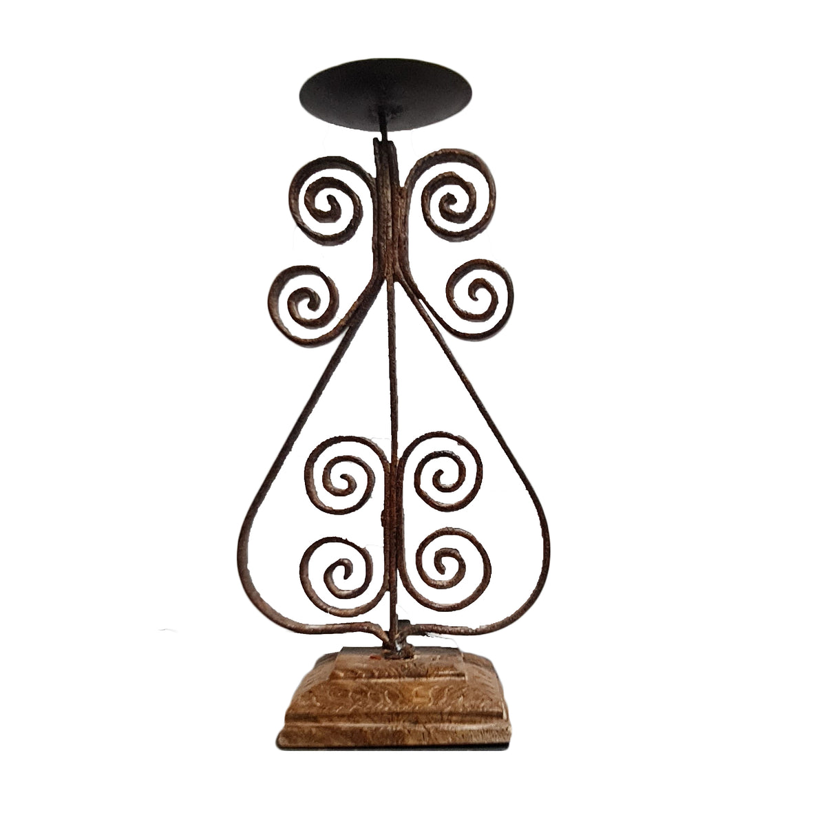 Recycled Metal Timber Candle Holder