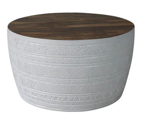 Carved round coffee table