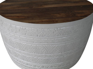 Carved round coffee table