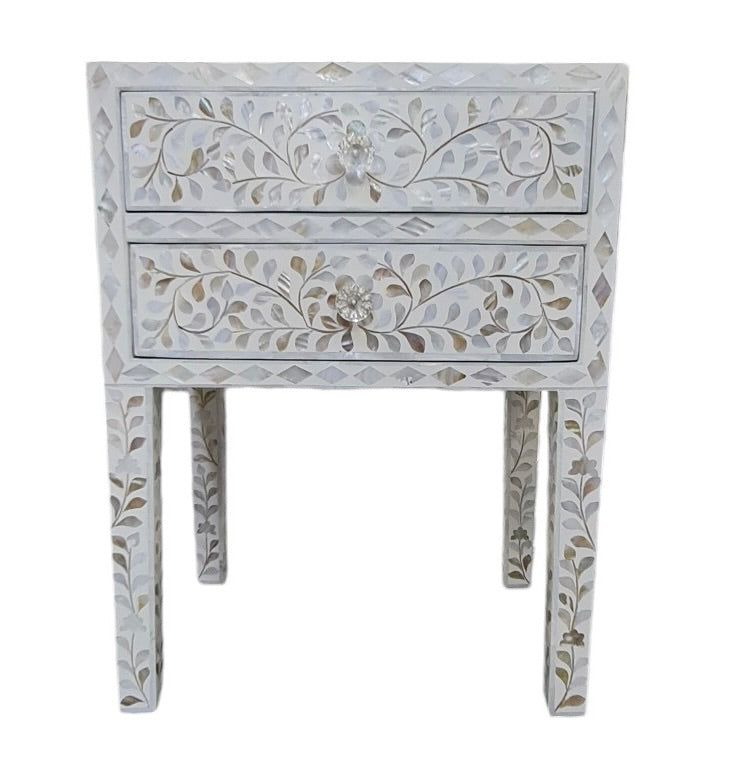 Floral mother of pearl bedside