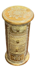 Round narrow side table with drawers