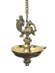 Brass hanging diya peacock