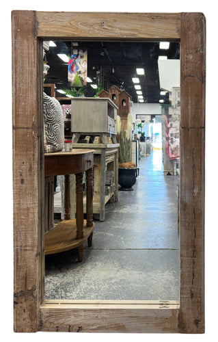 Teak wood natural mirror