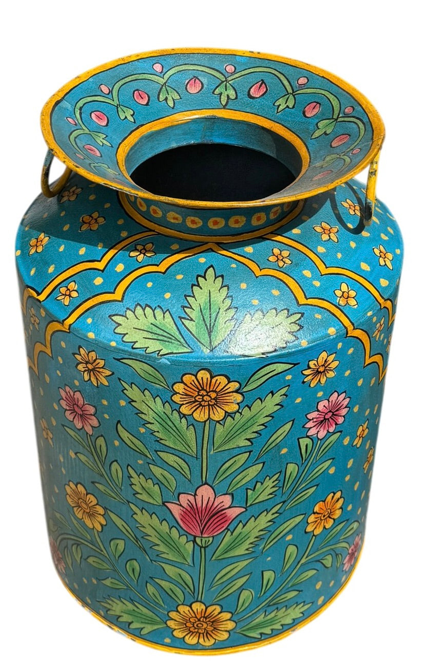 Metal hand painted planter