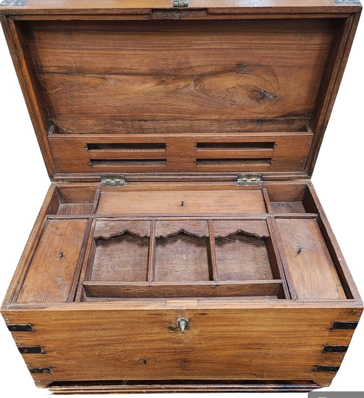 Antique Indian Teak Pitara Dowry Chest