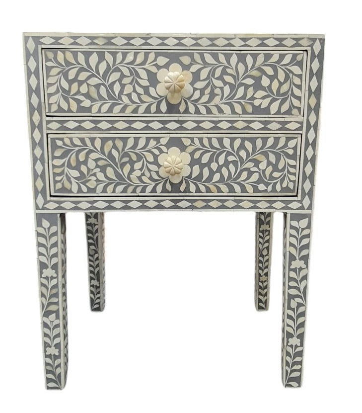 Floral Bone Inlay Bedside / Sidetable