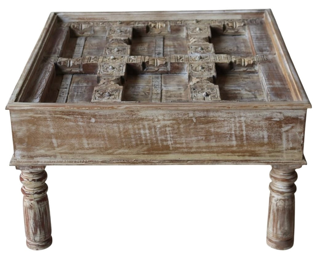 Old door square coffee table