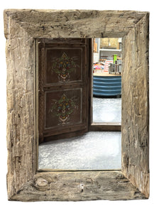 Teak root mirror