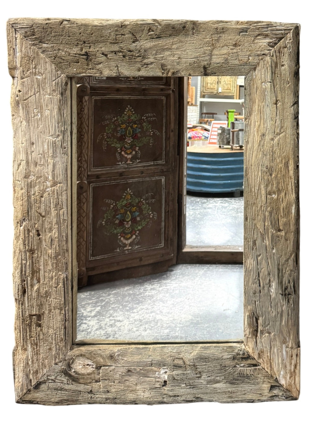 Teak root mirror