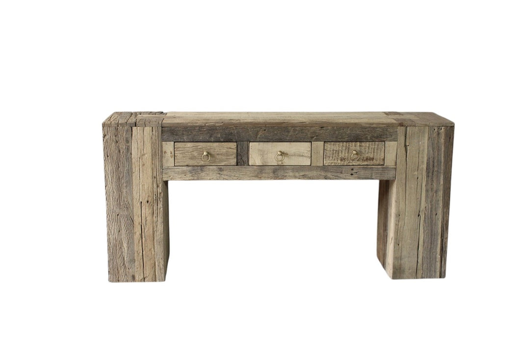 Teak root console with drawers