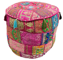 Patchwork round ottoman