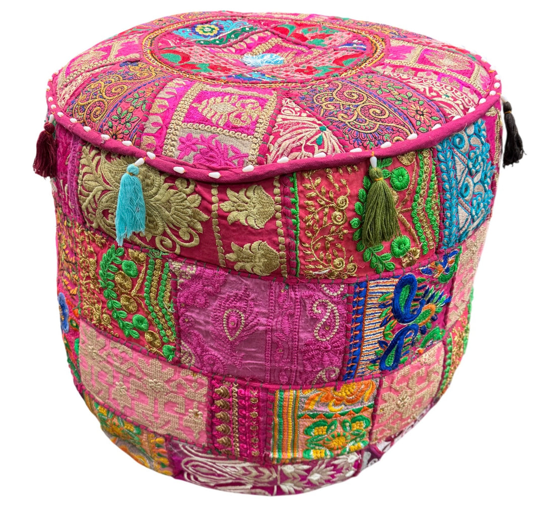 Patchwork round ottoman