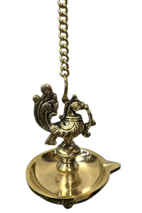 Brass hanging diya peacock