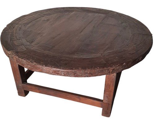 Cart wheel coffee table