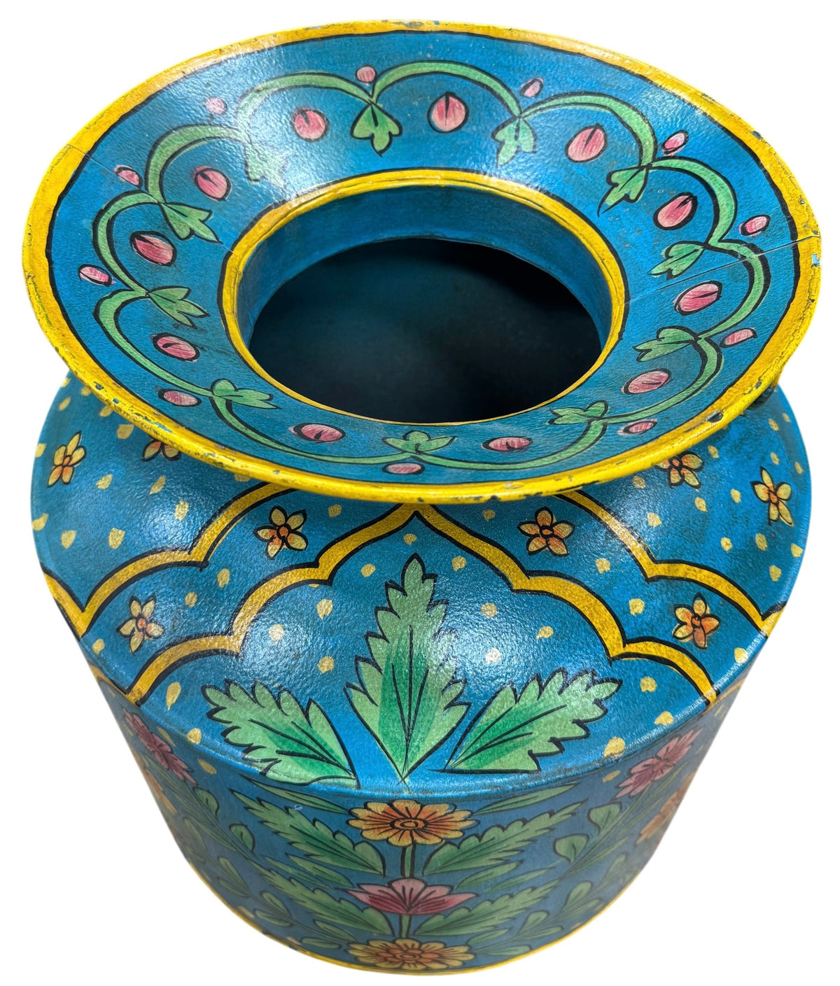 Metal handpainted planter / decor