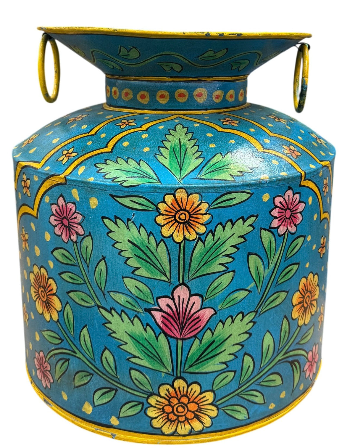 Metal handpainted planter / decor