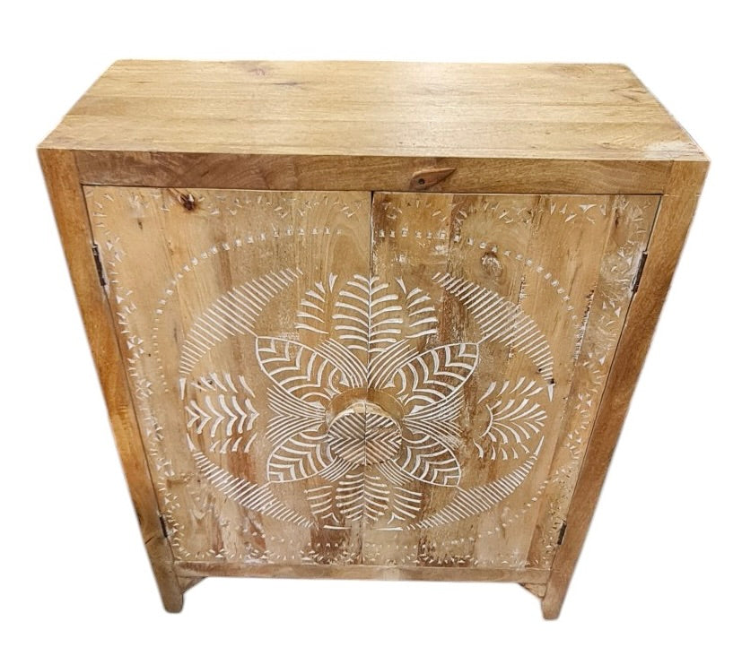 2 door carved cabinet