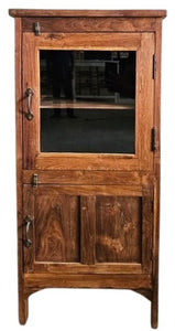 Teak single door glass cabinet