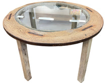 Cart wheel dining table