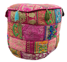 Patchwork round ottoman