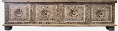 Large carved storage teak box
