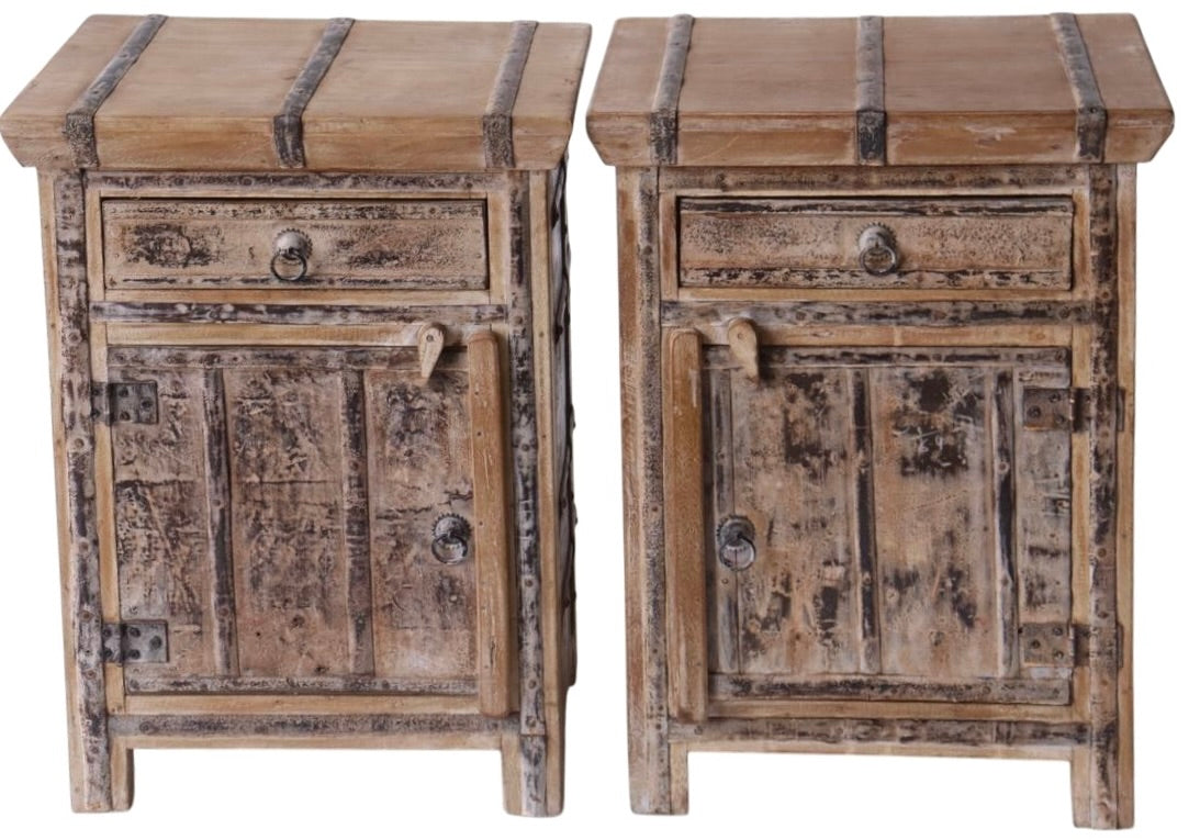 Narrow rustic bedsides