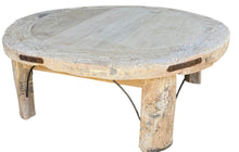 Round cart wheel coffee table