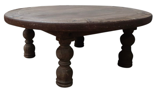 Round camel cart coffee table large