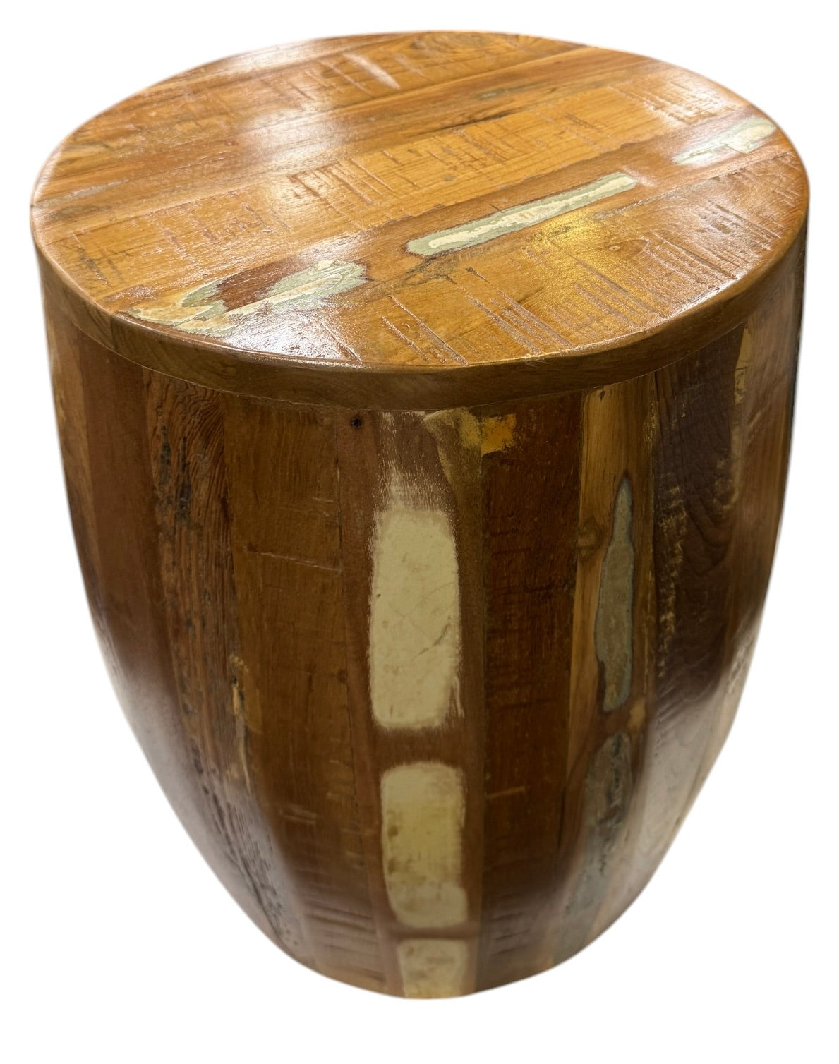 Recycled teak side stool / table