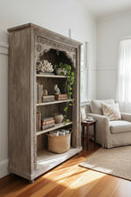 Large teak open bookshelf