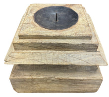 Antique Wooden Pillar Column Base Candle Holder Original Old Hand Carved