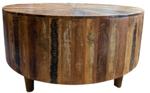 Round reclaimed teak wood coffee table