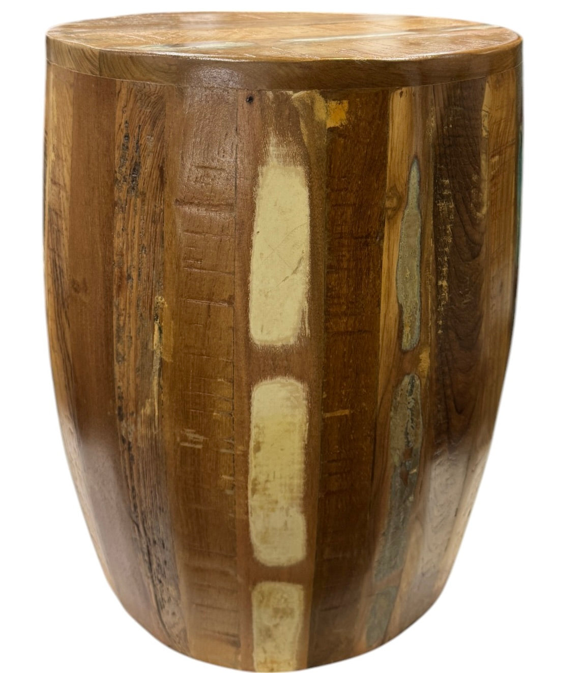 Recycled teak side stool / table