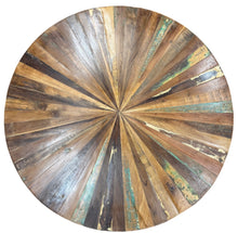 Round reclaimed teak wood coffee table