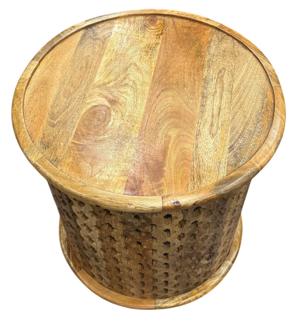 Large natural round side table