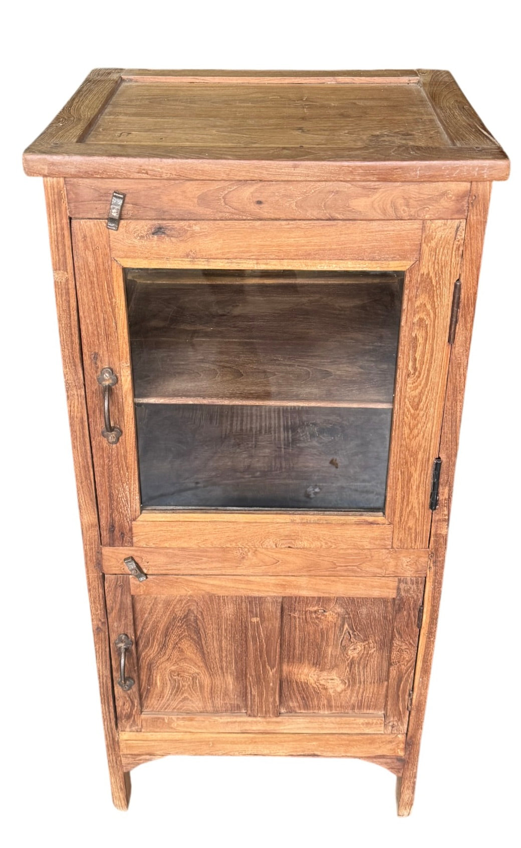 Teak single door glass cabinet